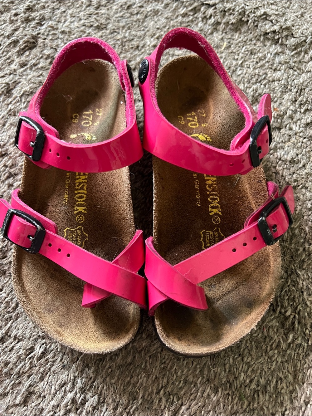 Birkenstock Kids Hot Pink Patent Two-Strap Sandals